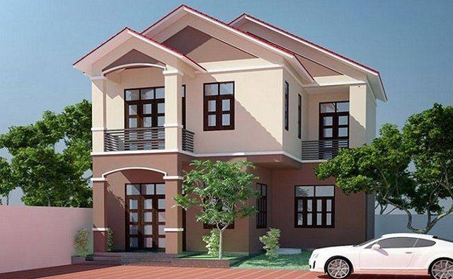 Nhà biệt thự sơn màu ca phê sữa